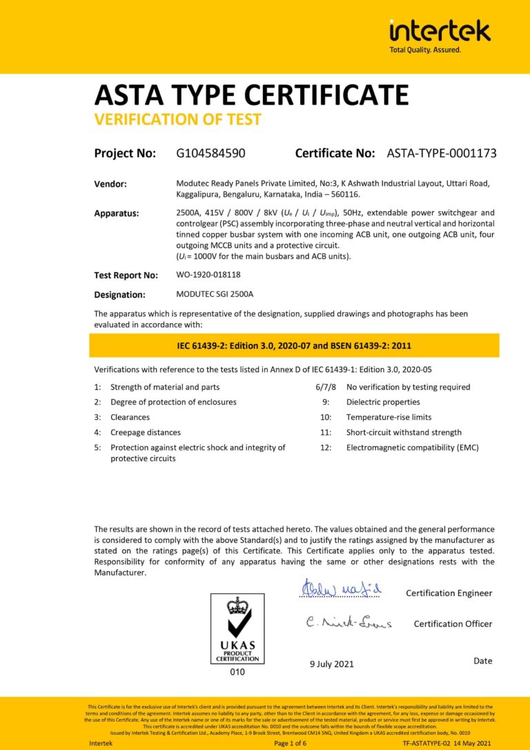 ASTA schneider Certificate Modutec